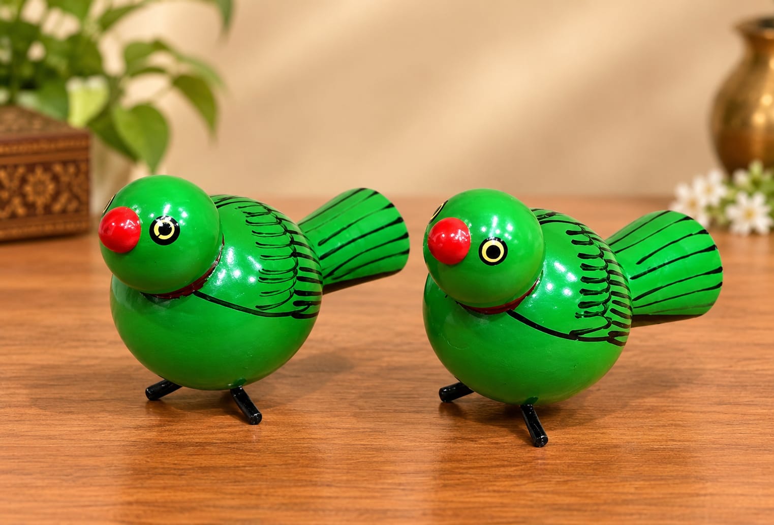 Etikoppaka Wooden Love Birds Pair
