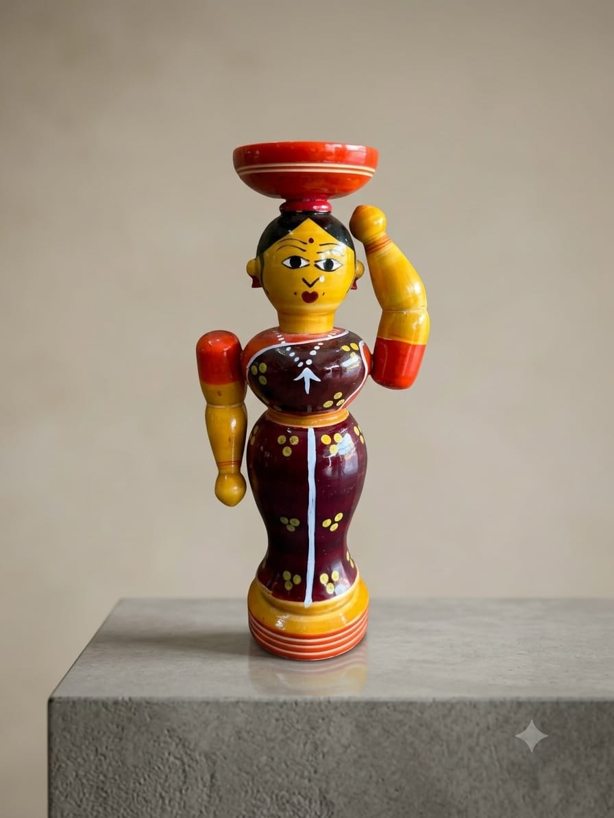 Etikoppaka Woman Carrying Pot Figurine